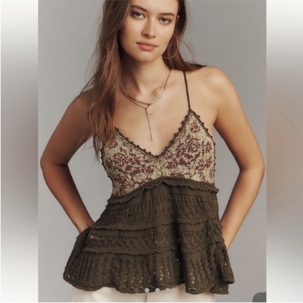 NWT Anthropologie Floral Crochet
Babydoll Sweater Tank size large